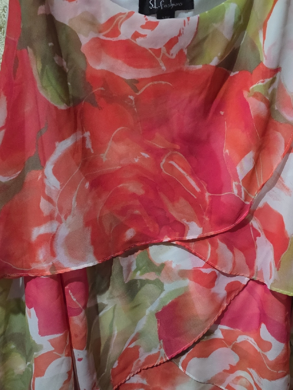 SL FASHIONS FLORAL LAYERED DRWSS